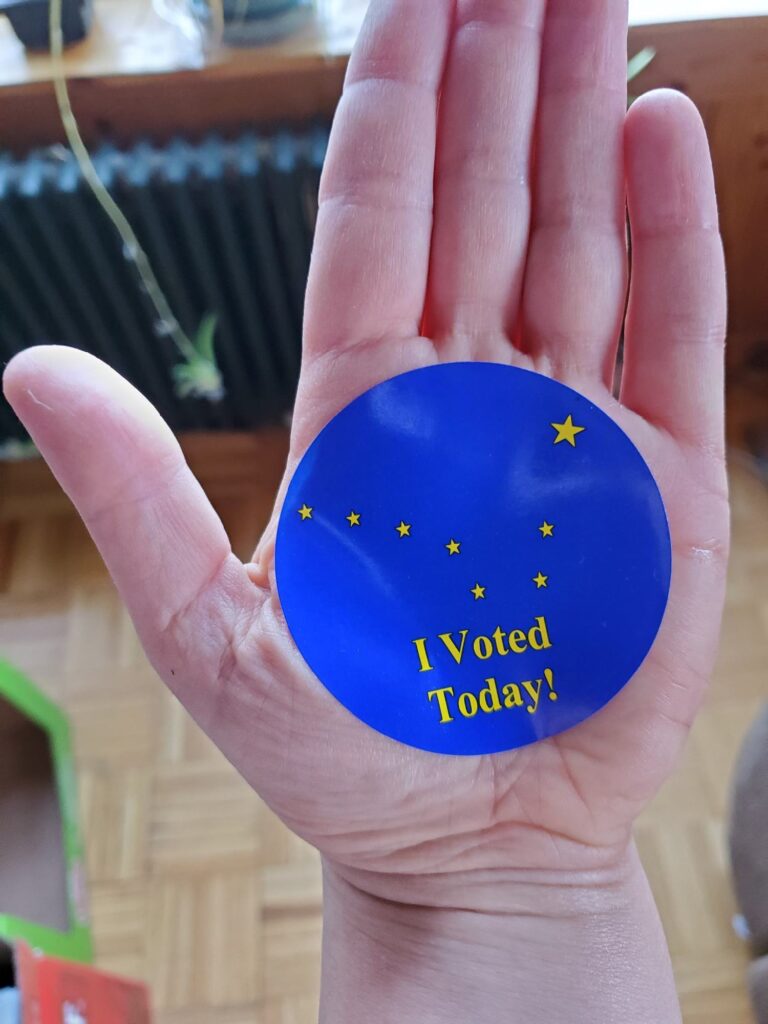 voting sticker on my hand